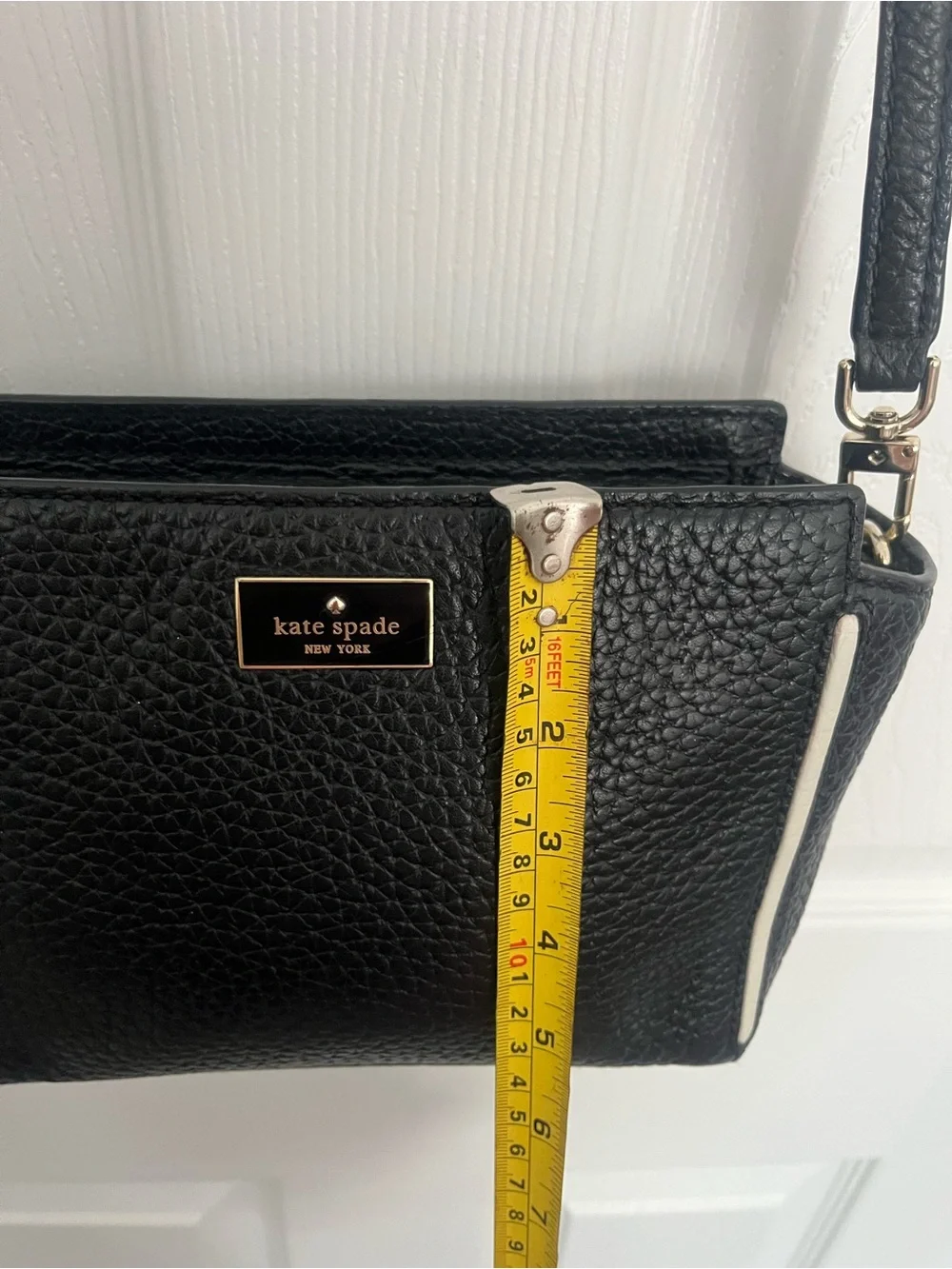 Kate Spade Black Pebbled Leather Crossbody Bag Gold Hardware